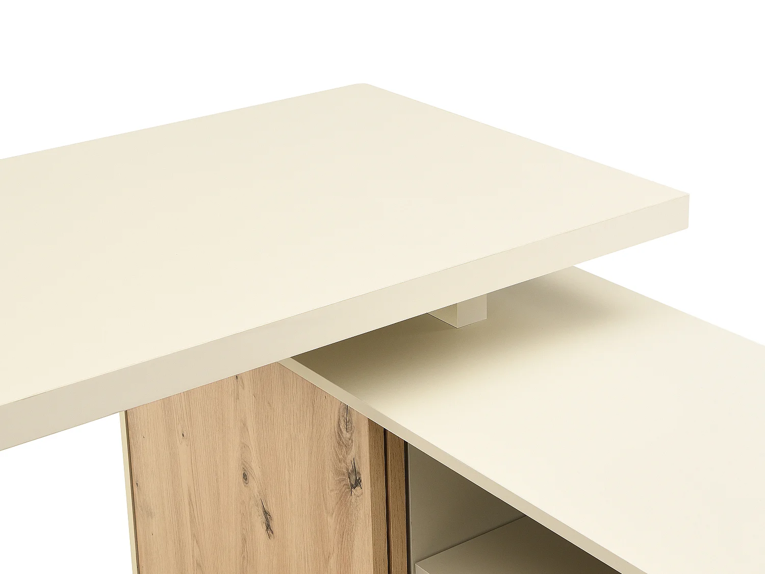 Bureau d'angle avec rangements - MDF - Beige et naturel - LONAMI