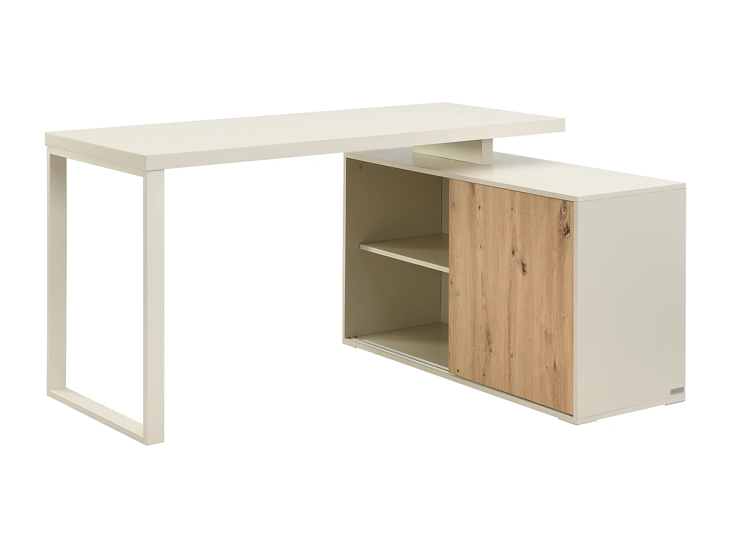 Bureau d'angle avec rangements - MDF - Beige et naturel - LONAMI