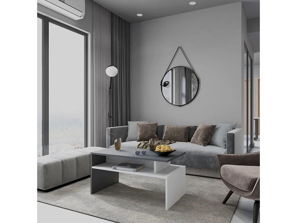 Table basse Ada 90x50x43 cm Blanc et anthracite