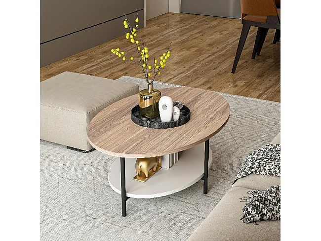 Mesa de Centro Elis, Noz, 90x65x35 cm, EPIKASA