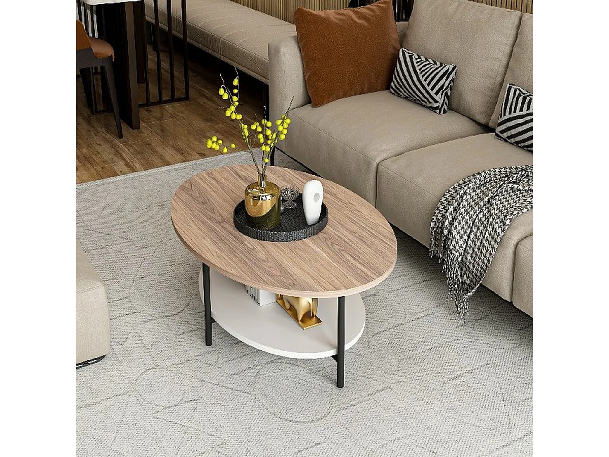 Mesa de Centro Elis, Noz, 90x65x35 cm, EPIKASA