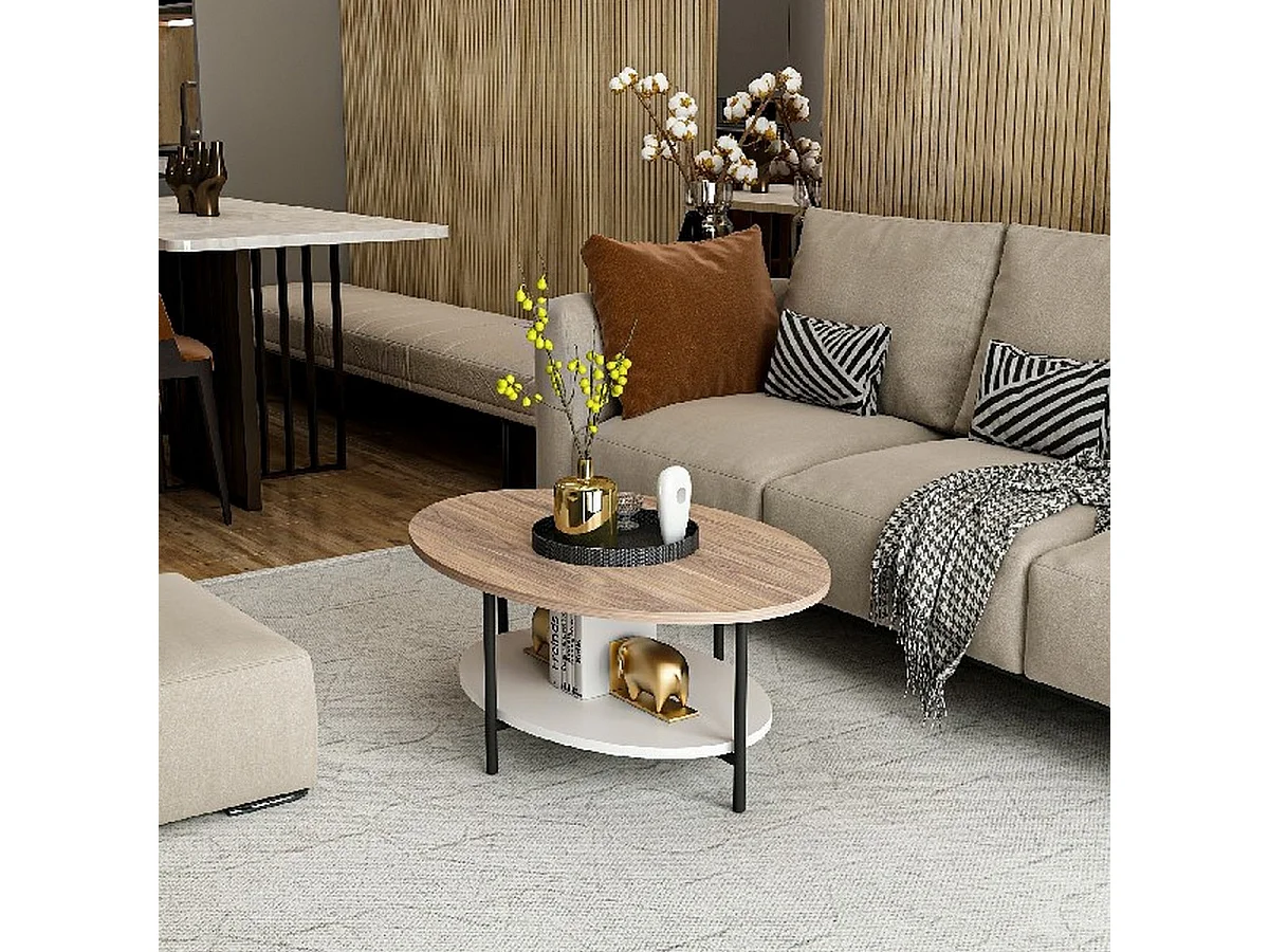 Mesa de Centro Elis, Noz, 90x65x35 cm, EPIKASA