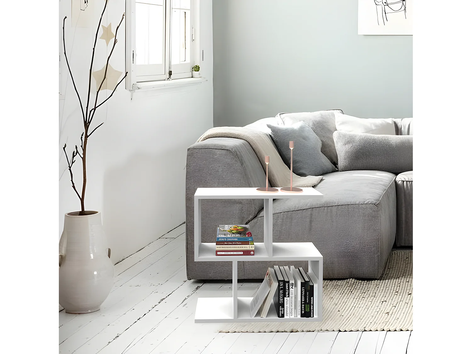 Table Basse Dalga, Blanc, 60x20x60 cm, EPIKASA