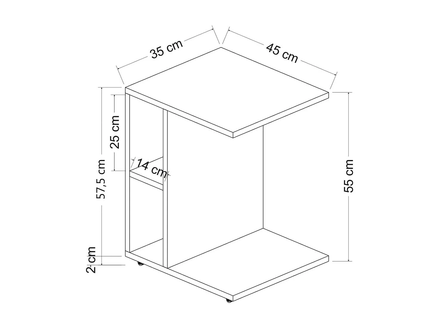 Tavolino da Salotto Ceylin 45x35x57,5 cm Noce
