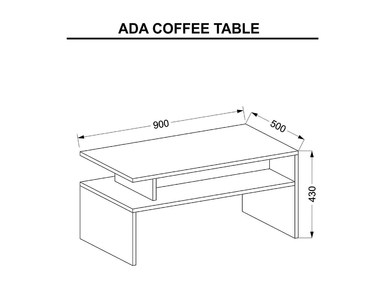 Table basse Ada 90x50x43 cm Blanc et chêne