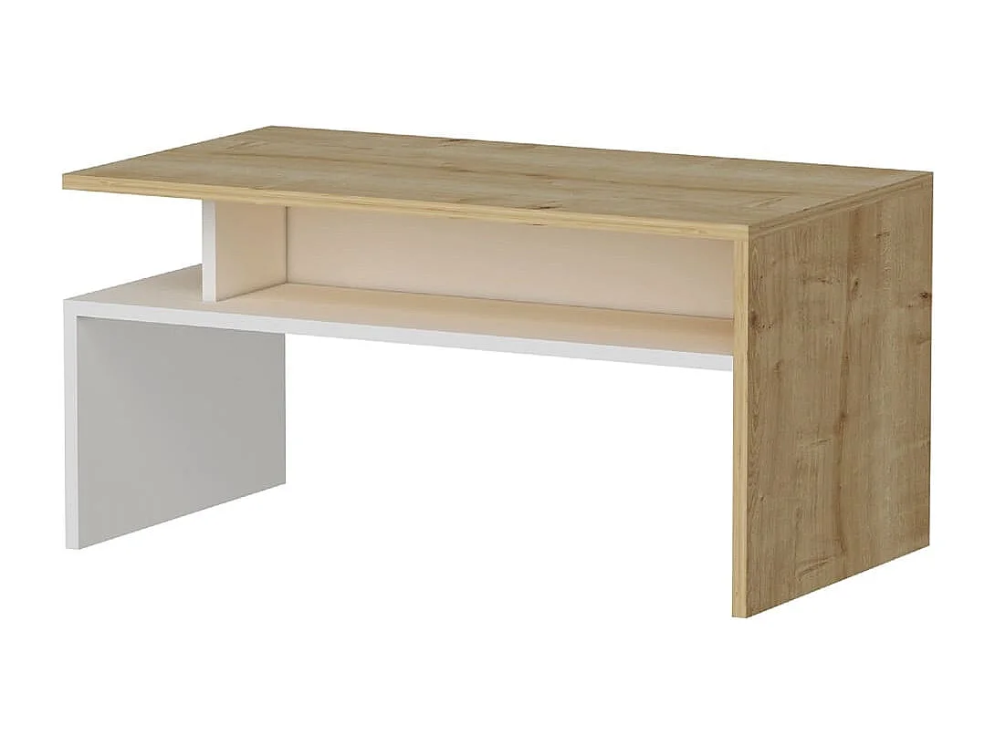 Table basse Ada 90x50x43 cm Blanc et chêne