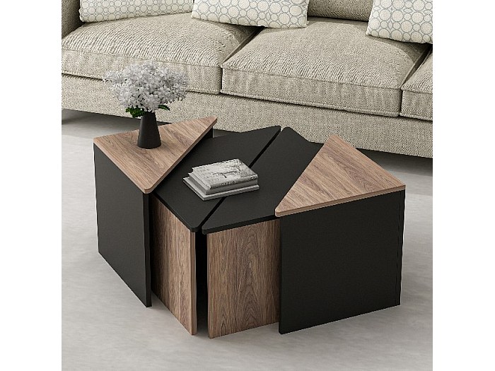 TavoLino organico e design in MDF Nero YAVINA