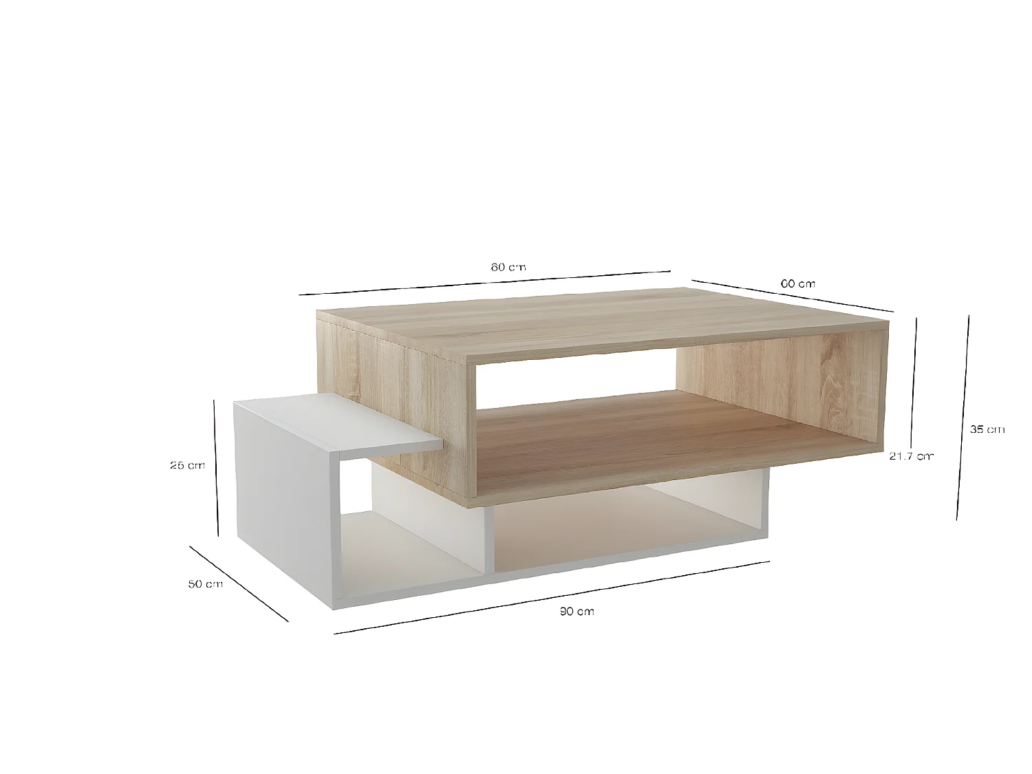 Mesa de Centro Gemini, Sonoma, 100x60x35 cm, EPIKASA