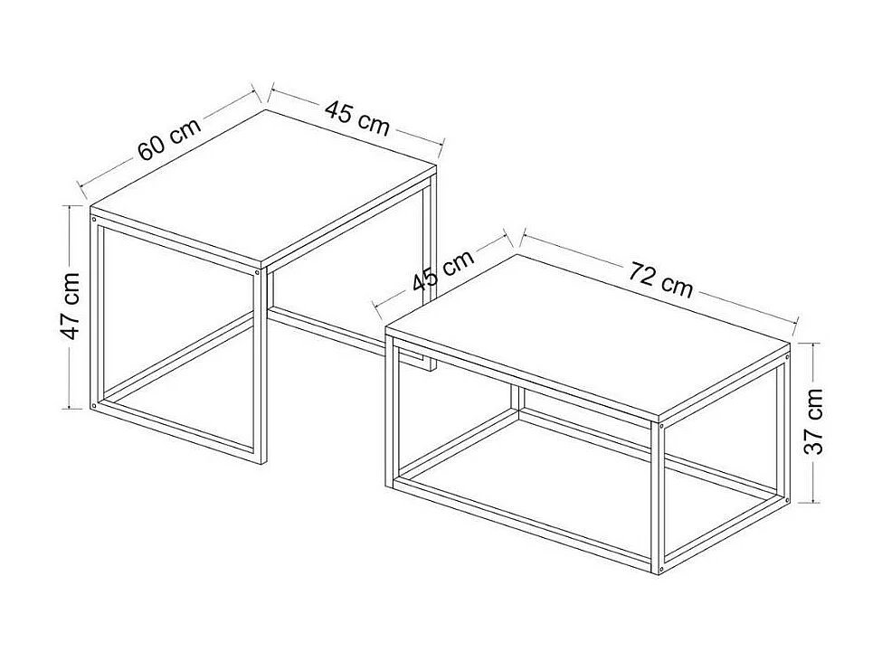 Set tavolini da salotto struttura in metallo Leka colore nero e noce