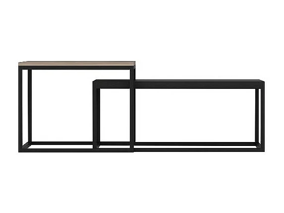 Set tavolini da salotto struttura in metallo Leka colore nero e noce