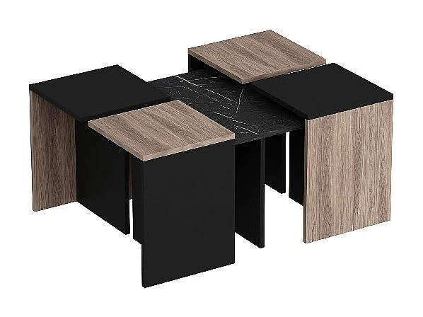 Tavolino Owen - Nero, Rovere - 95 x 74 x 47 cm - EPIKASA