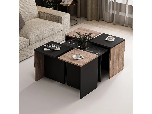 Tavolino Owen - Nero, Rovere - 95 x 74 x 47 cm - EPIKASA