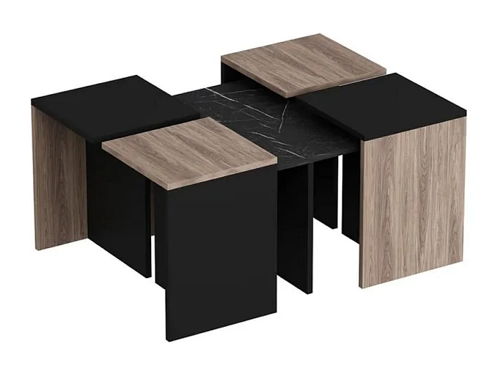 Tavolino Owen - Nero, Rovere - 95 x 74 x 47 cm - EPIKASA