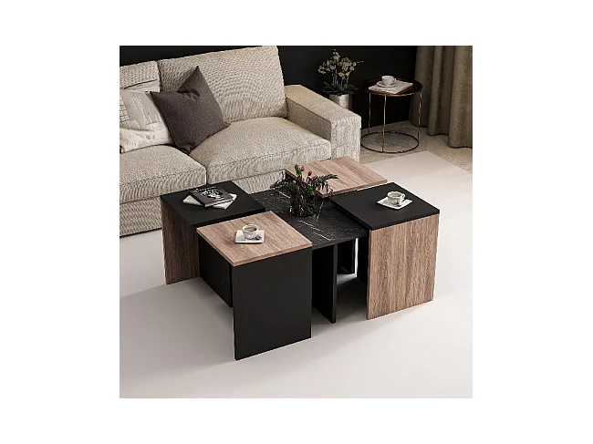 Tavolino Owen - Nero, Rovere - 95 x 74 x 47 cm - EPIKASA