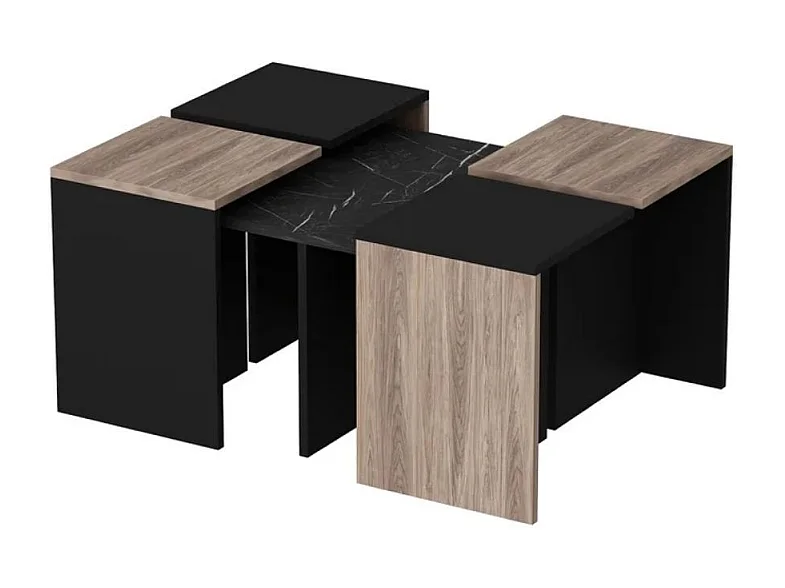 Tavolino Owen - Nero, Rovere - 95 x 74 x 47 cm - EPIKASA