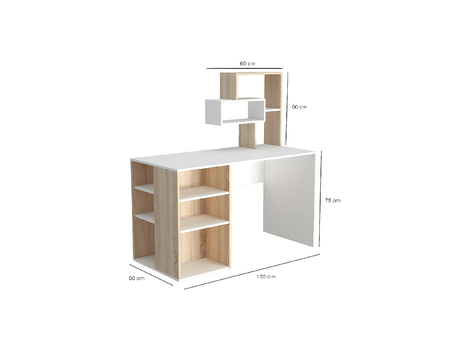 Bureau New Ermes - Sonoma - 130x60x135 cm - EPIKASA