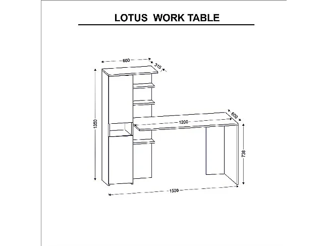 Scrivania Fiore di Loto, Bianco, 150x60x135 cm, EPIKASA