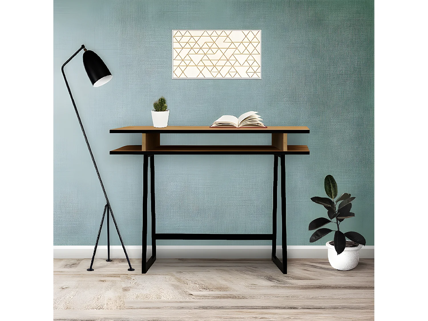 Bureau Drago - Chêne, Noir - 100 x 60 x 75 cm - EPIKASA