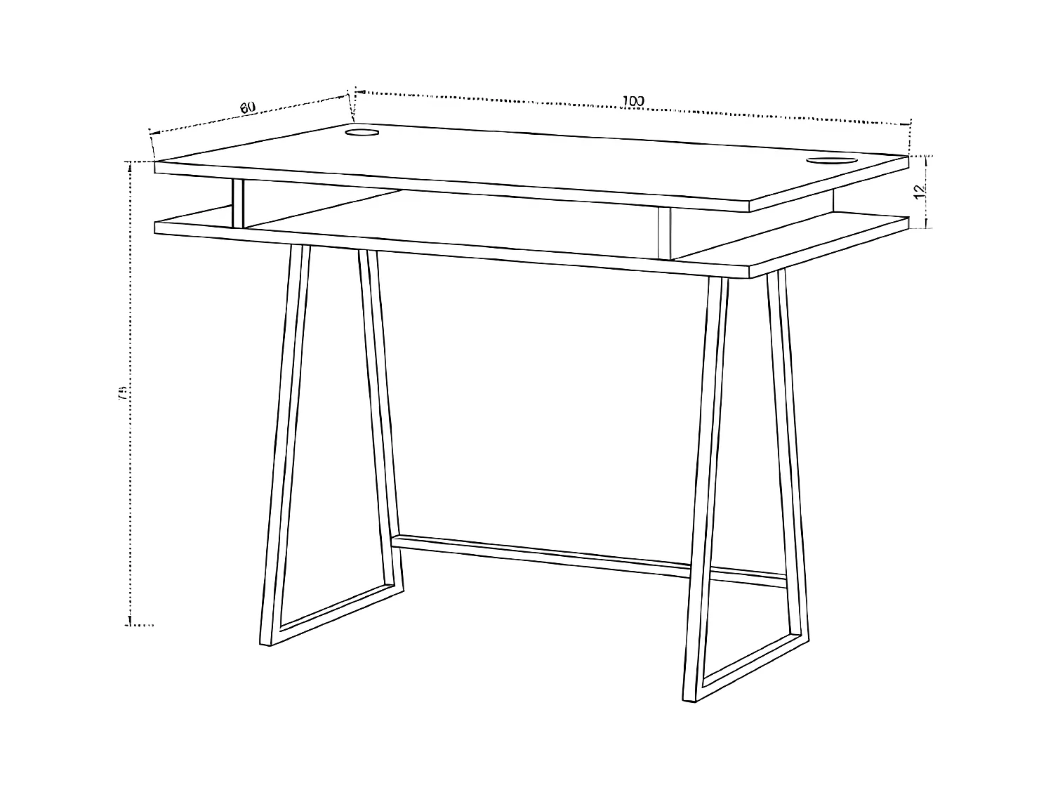 Bureau Drago - Chêne, Noir - 100 x 60 x 75 cm - EPIKASA