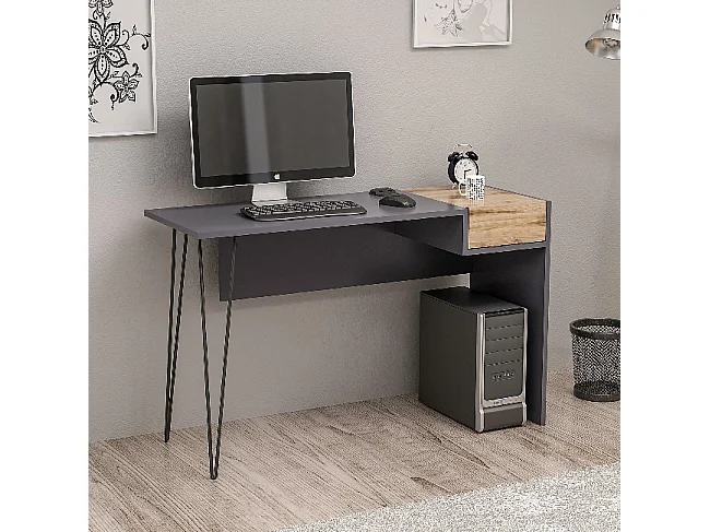 Scrivania porte usb Candy 121x45 colore antracite noce