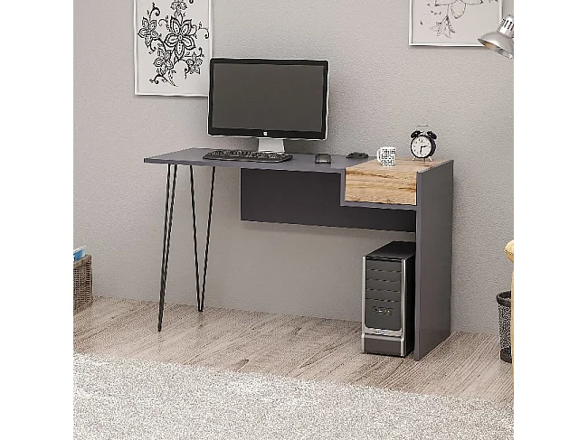 Scrivania porte usb Candy 121x45 colore antracite noce