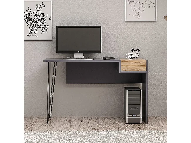 Scrivania porte usb Candy 121x45 colore antracite noce