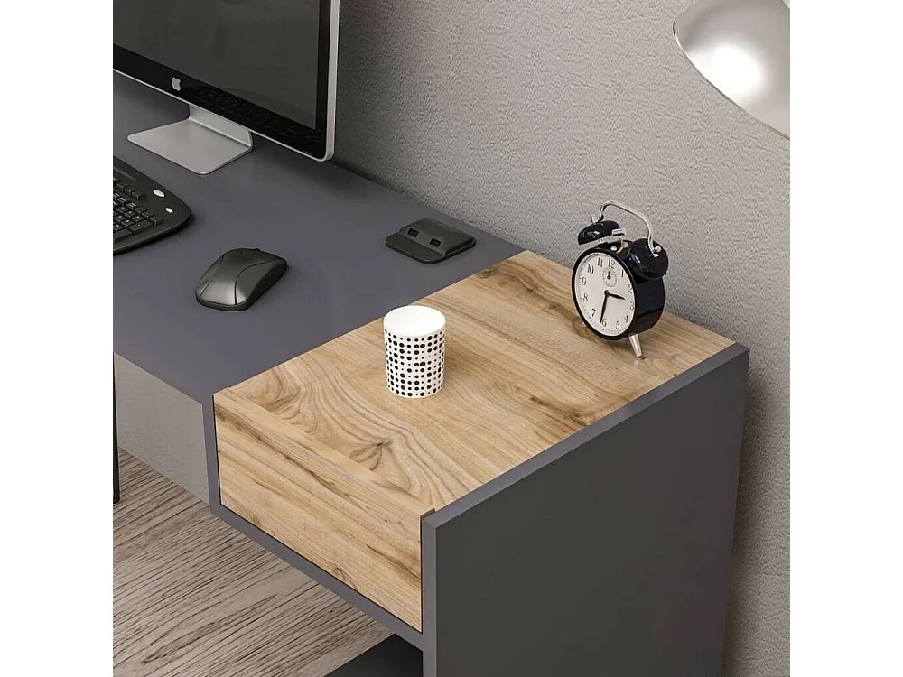 Scrivania porte usb Candy 121x45 colore antracite noce