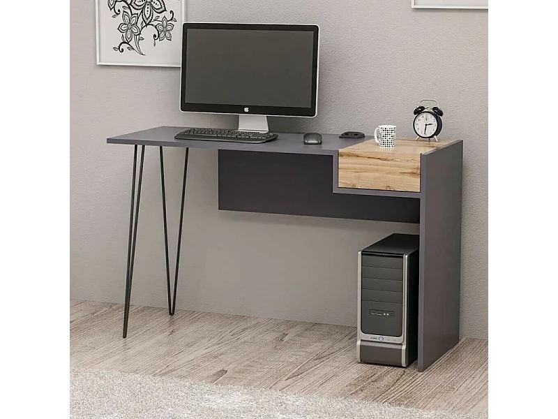 Scrivania porte usb Candy 121x45 colore antracite noce