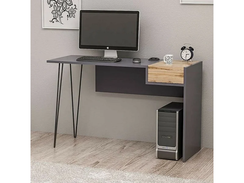 Scrivania porte usb Candy 121x45 colore antracite noce