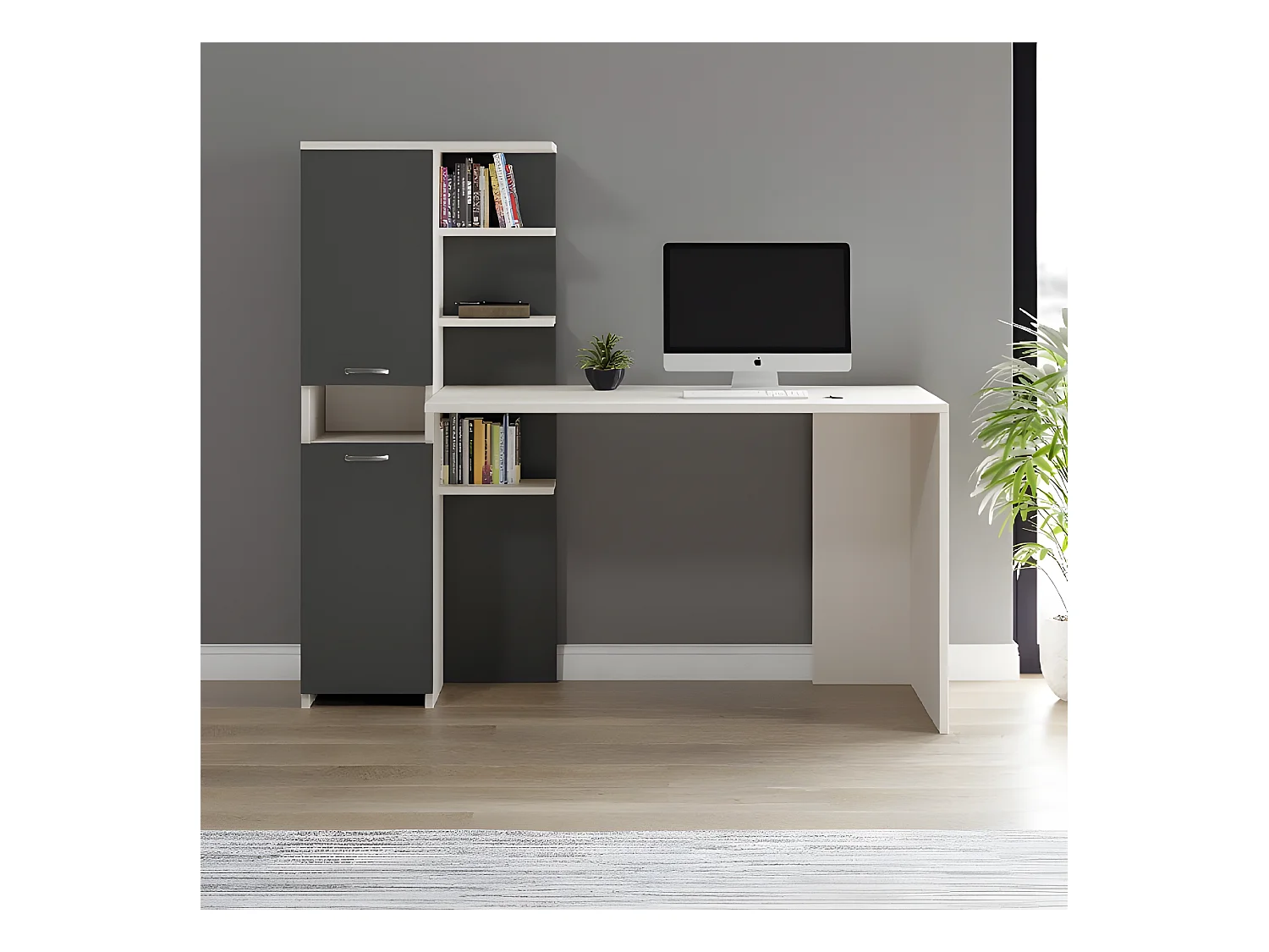 Bureau Lotusbloem - Antraciet - 150x60x135 cm - EPIKASA