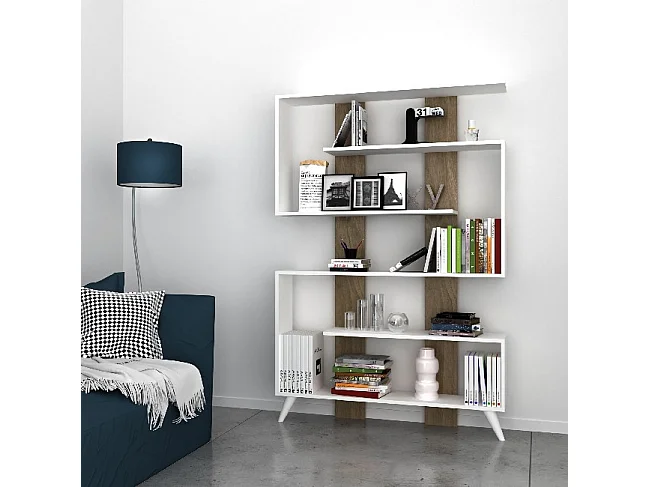 Bibliothèque Jane, Noyer, 120x22x164 cm, EPIKASA