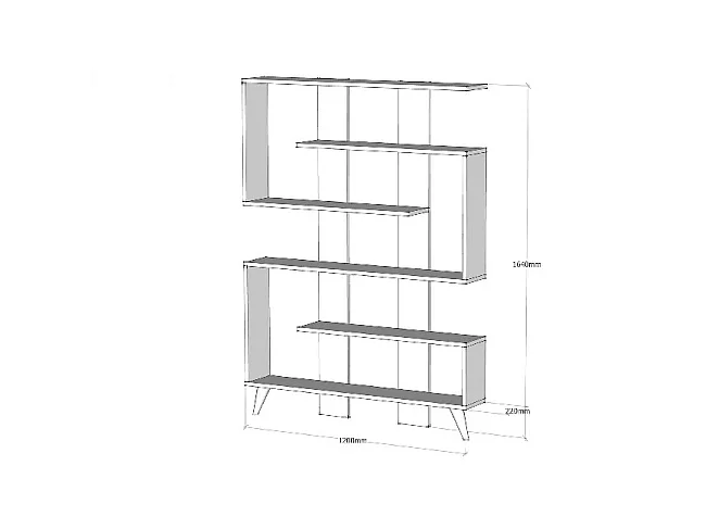 Bibliothèque Jane, Noyer, 120x22x164 cm, EPIKASA
