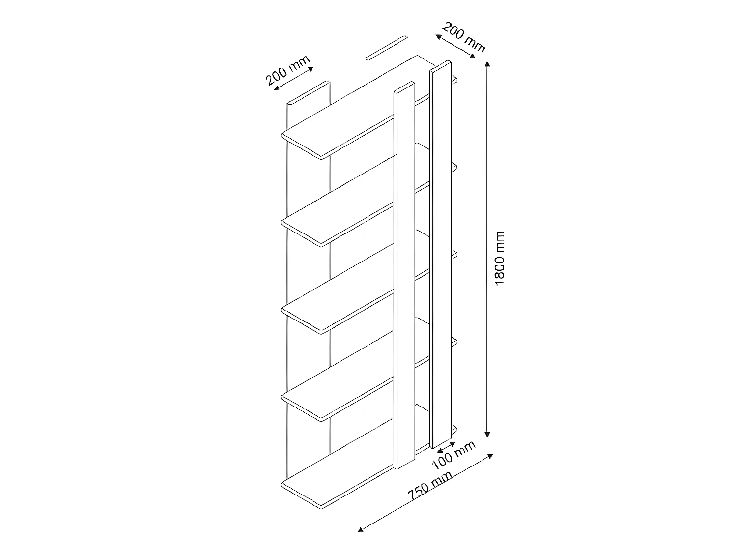 Estante Tiny, Antracite, 75x20x180 cm, EPIKASA