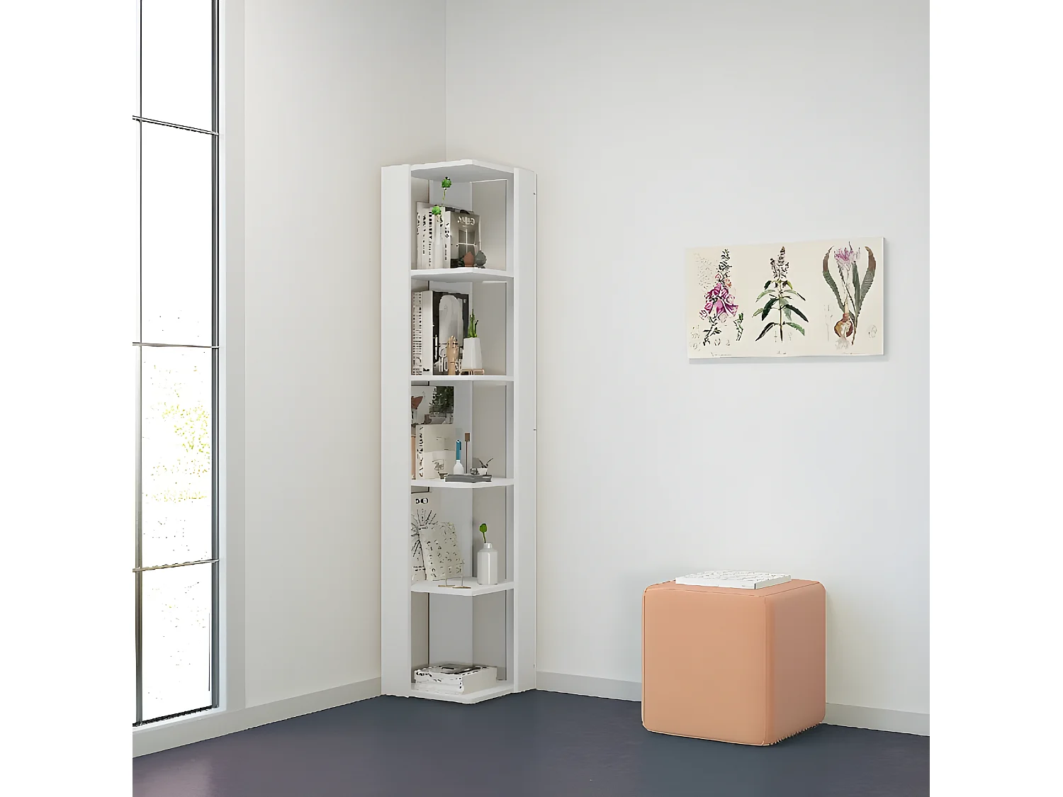 Boekenkast Seth - Wit - 34x34x161 cm - EPIKASA