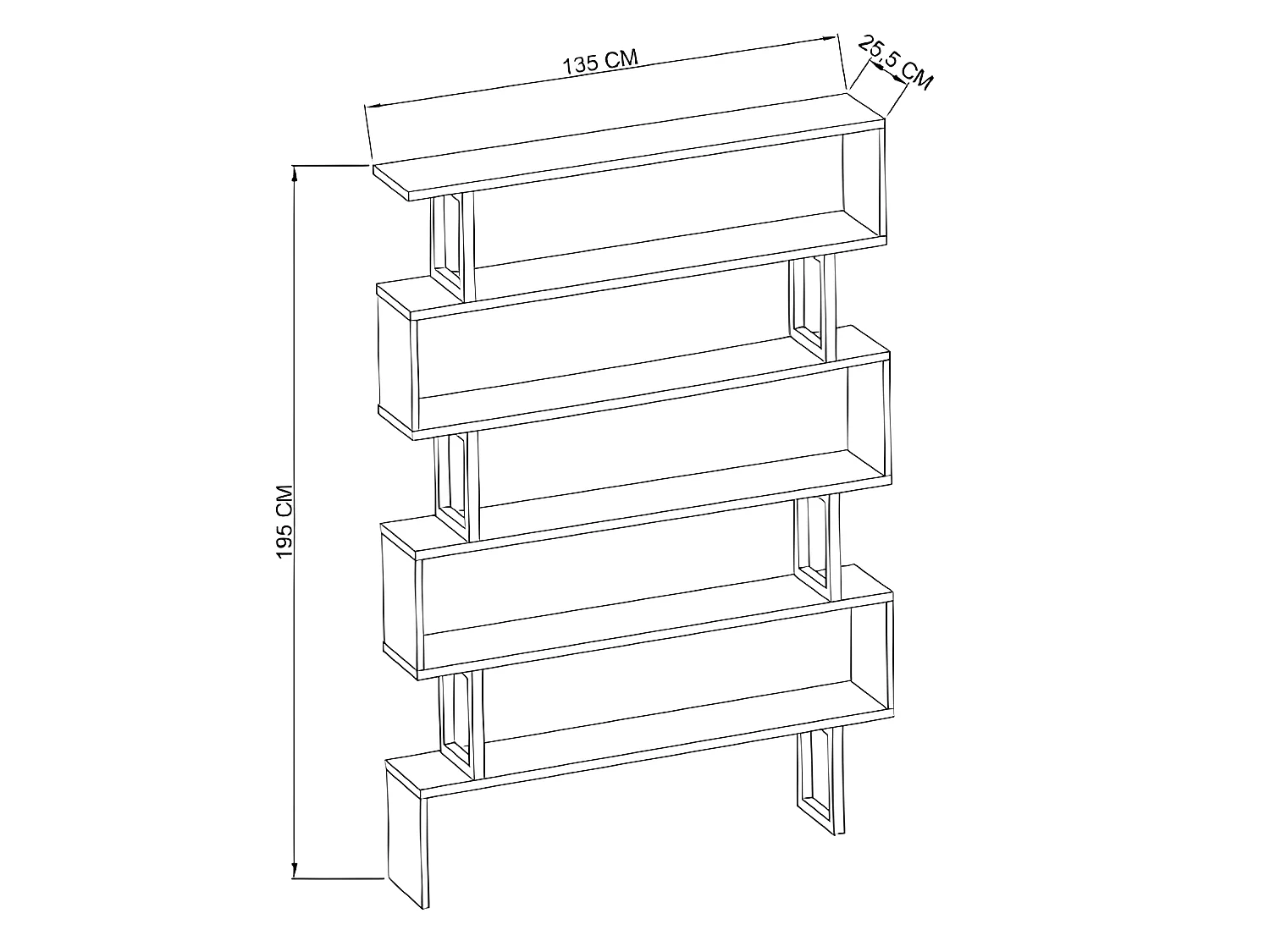 Estante Monsaraz, Carvalho, 135x25,5x195 cm, EPIKASA