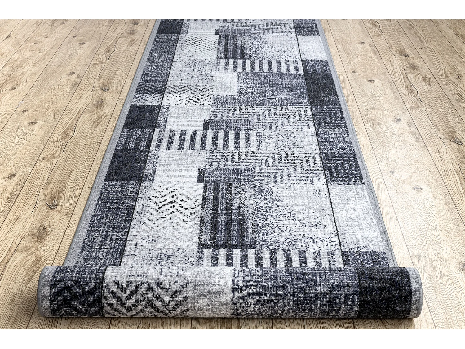 Vloerbekleding met rubber bekleed ESSENZA grijskleuring 67x800 cm