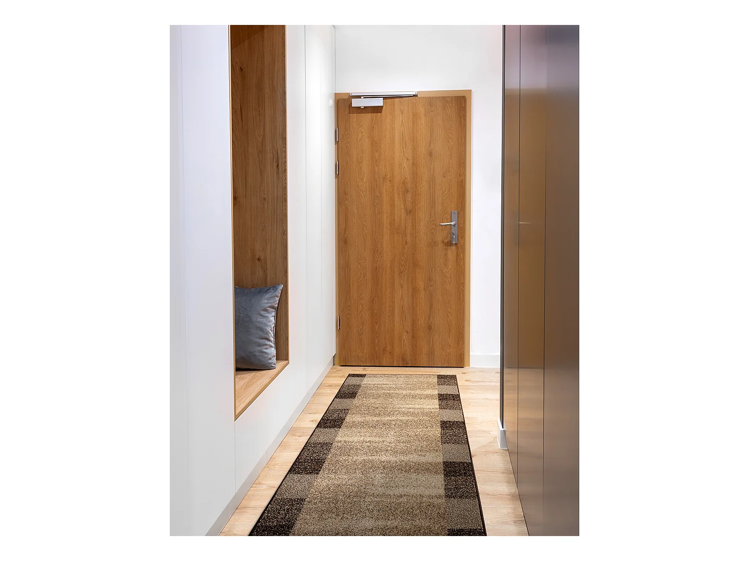 Tapis de couloir KARMEL Etna cadre, sable noix 70x660 cm