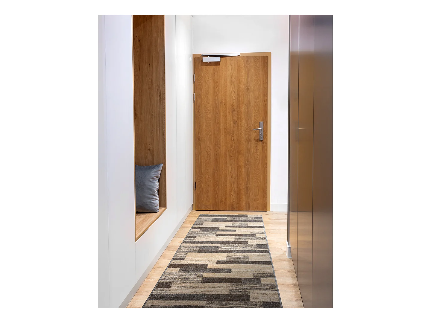 Tapis de couloir KARMEL Deski planches caramel gris 100x420 cm