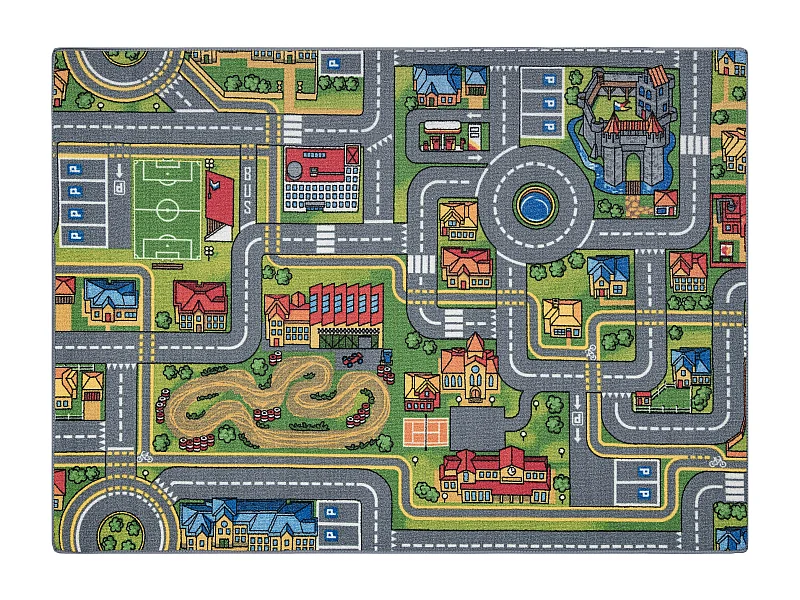 TAPIS REBEL ROADS City life 97 Ville, antidérapant pour enfants - gri 95x133 cm