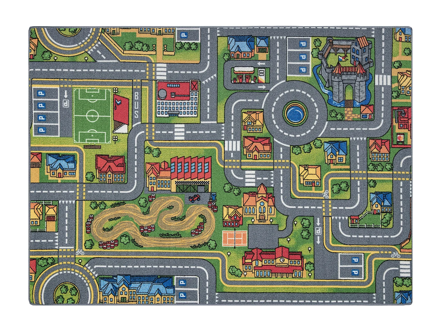 TAPIS REBEL ROADS City life 97 Ville, antidérapant pour enfants - gri 95x133 cm
