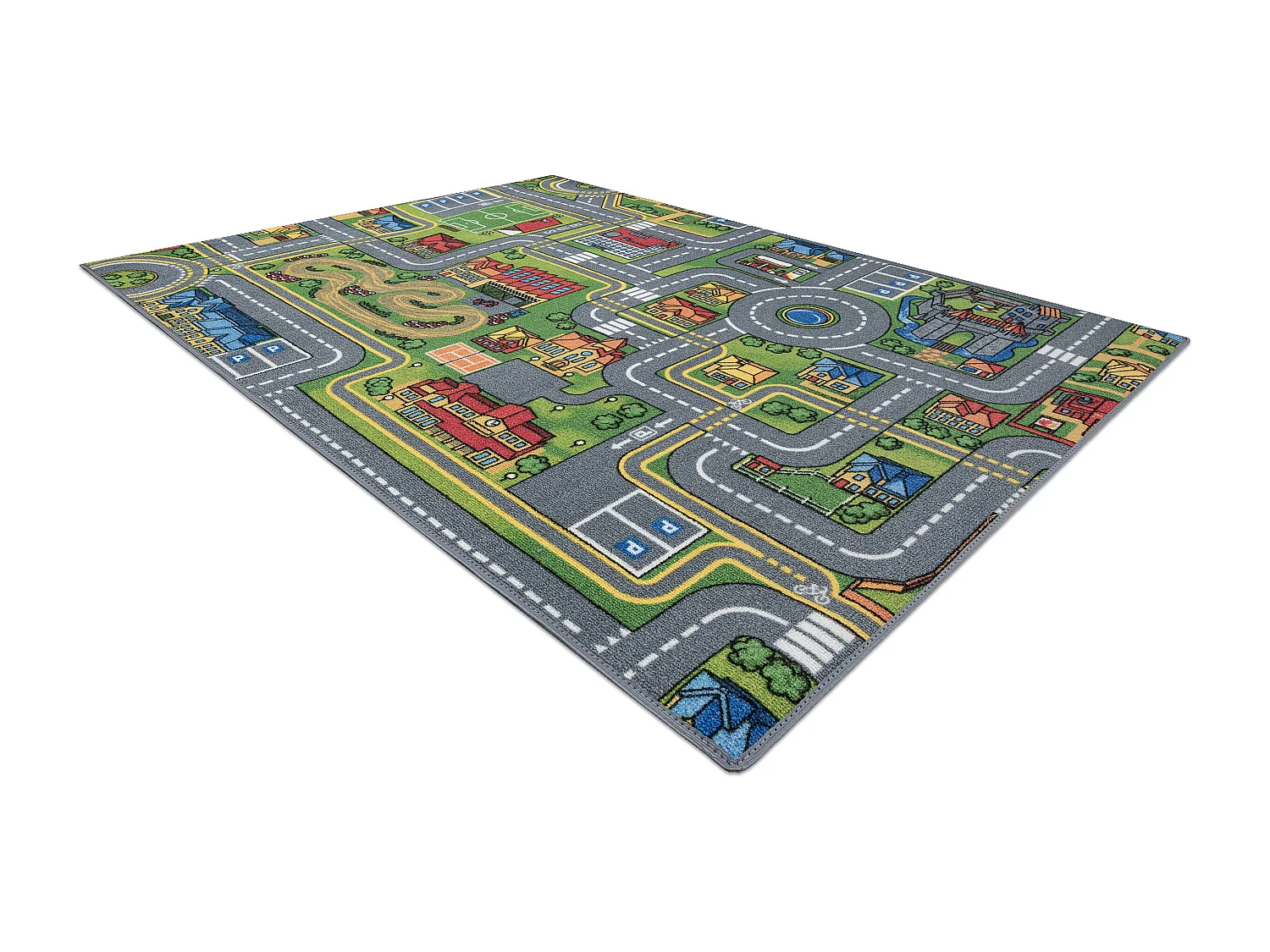 TAPIS REBEL ROADS City life 97 Ville, antidérapant pour enfants - gri 95x133 cm
