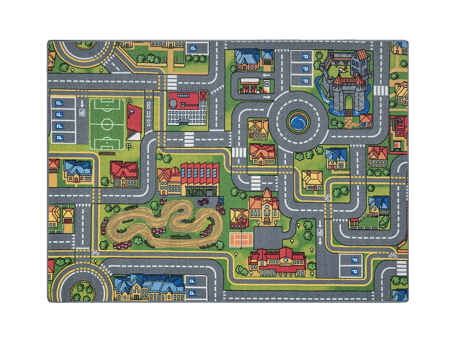 TAPIS REBEL ROADS City life 97 Ville, antidérapant pour enfants - gri 95x133 cm