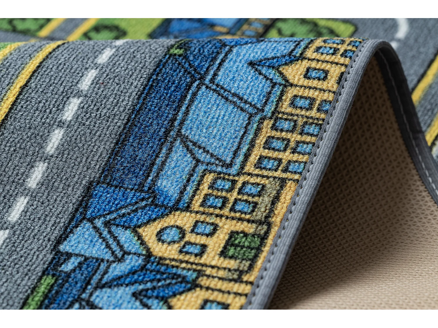 TAPIS REBEL ROADS City life 97 Ville, antidérapant pour enfants - gri 95x133 cm