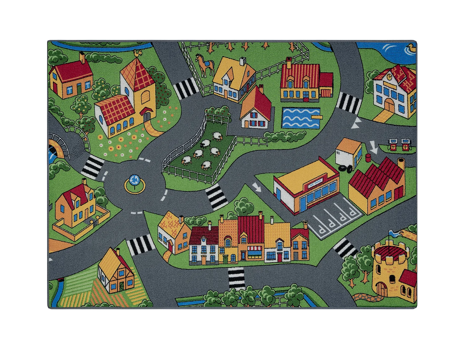 TAPPETO REBEL ROADS Village life 90 Paese, antiscivolo per bambini - g 95x133 cm