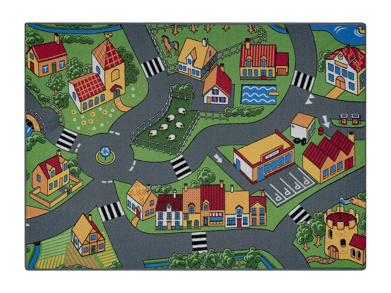 TAPIS REBEL ROADS Village life 90 Pays, antidérapant pour enfants - g 95x133 cm