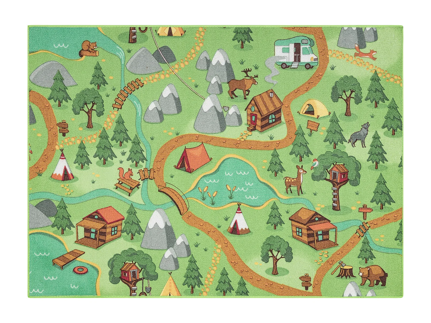 TAPIS REBEL ROADS Wild life 90 Forêt, animaux antidérapant pour enfa 95x133 cm