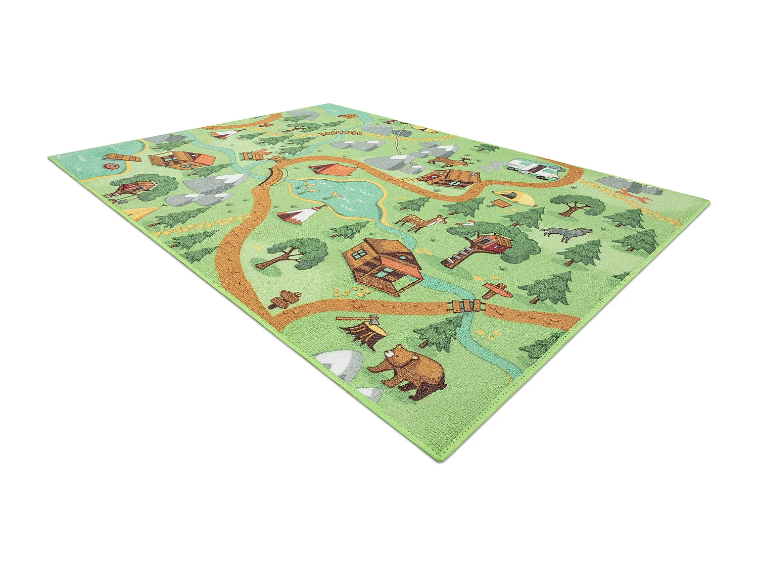 TAPIS REBEL ROADS Wild life 90 Forêt, animaux antidérapant pour enfa 95x133 cm