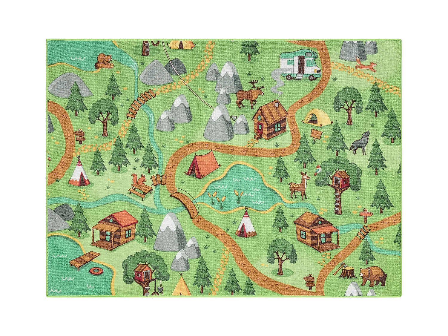 TAPIS REBEL ROADS Wild life 90 Forêt, animaux antidérapant pour enfa 95x133 cm