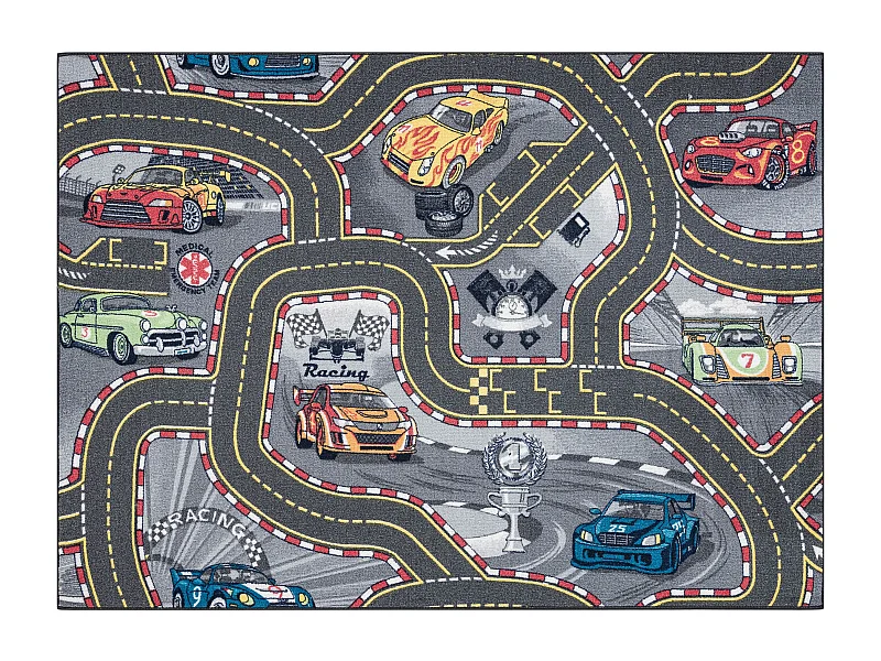 TAPIS REBEL ROADS Racers 97 Rues, voitures antidérapant pour enfants  95x133 cm