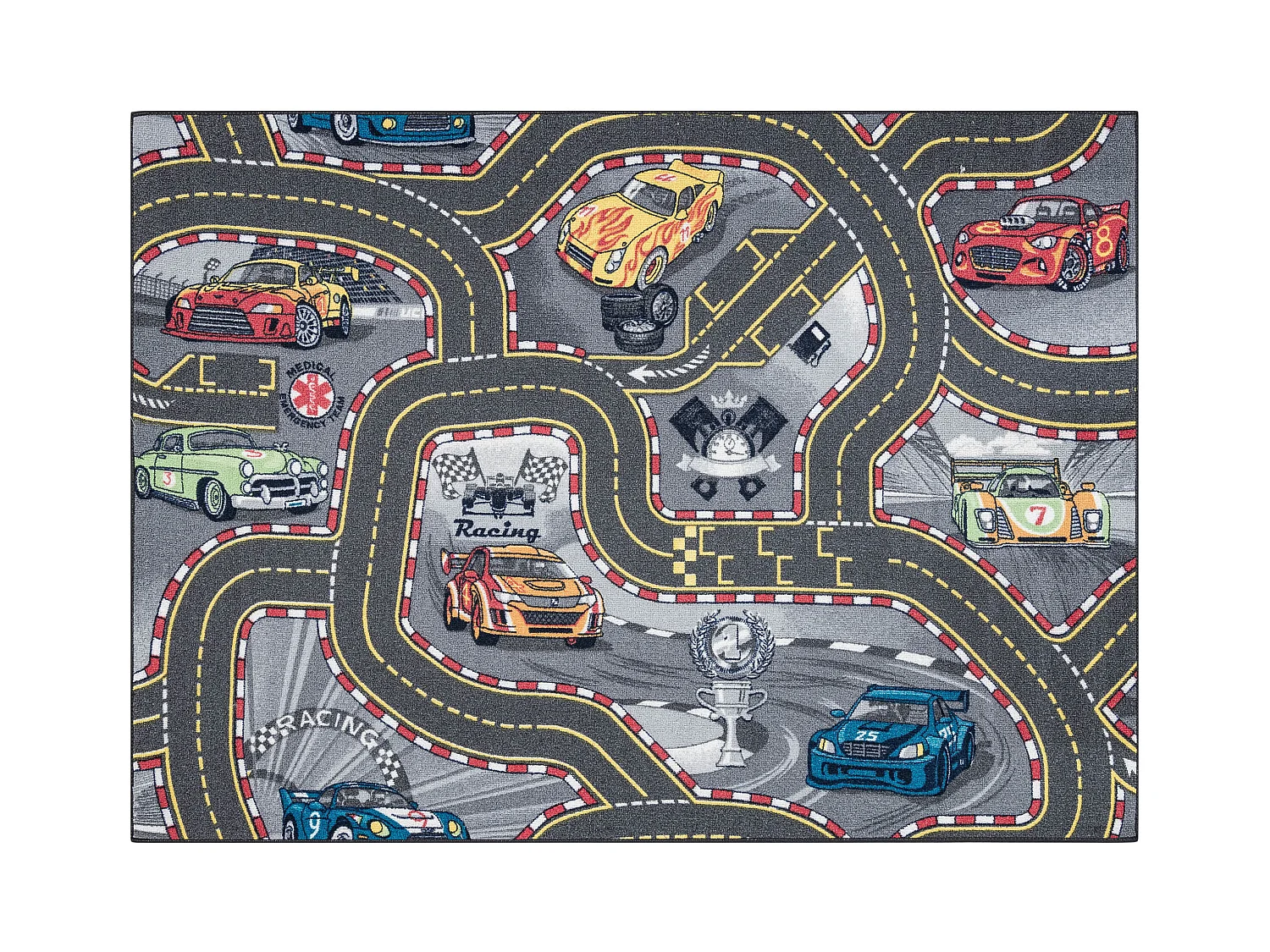 TAPPETO REBEL ROADS Racers 97 Strade, automobili antiscivolo per bambi 95x133 cm